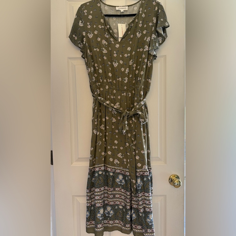 Lucky Brand Olive Floral Dress